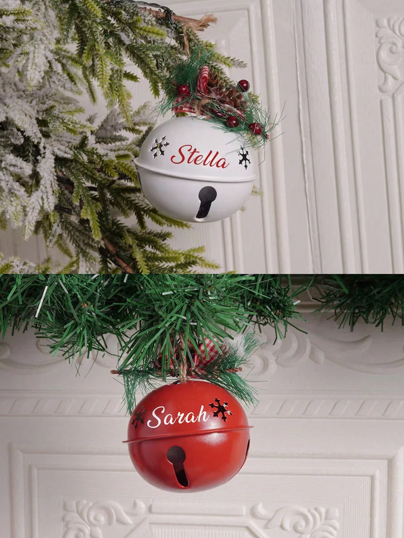 Personalized Name Christmas Tree Ornaments Custom Text Bells Christmas Tree Decorations
